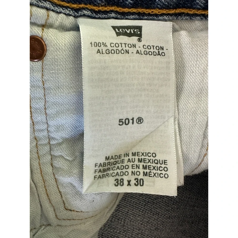 Levi Strauss 501 Mens Jeans Blue‎ Button Fly Straight Leg Waist 38 Inseam 30